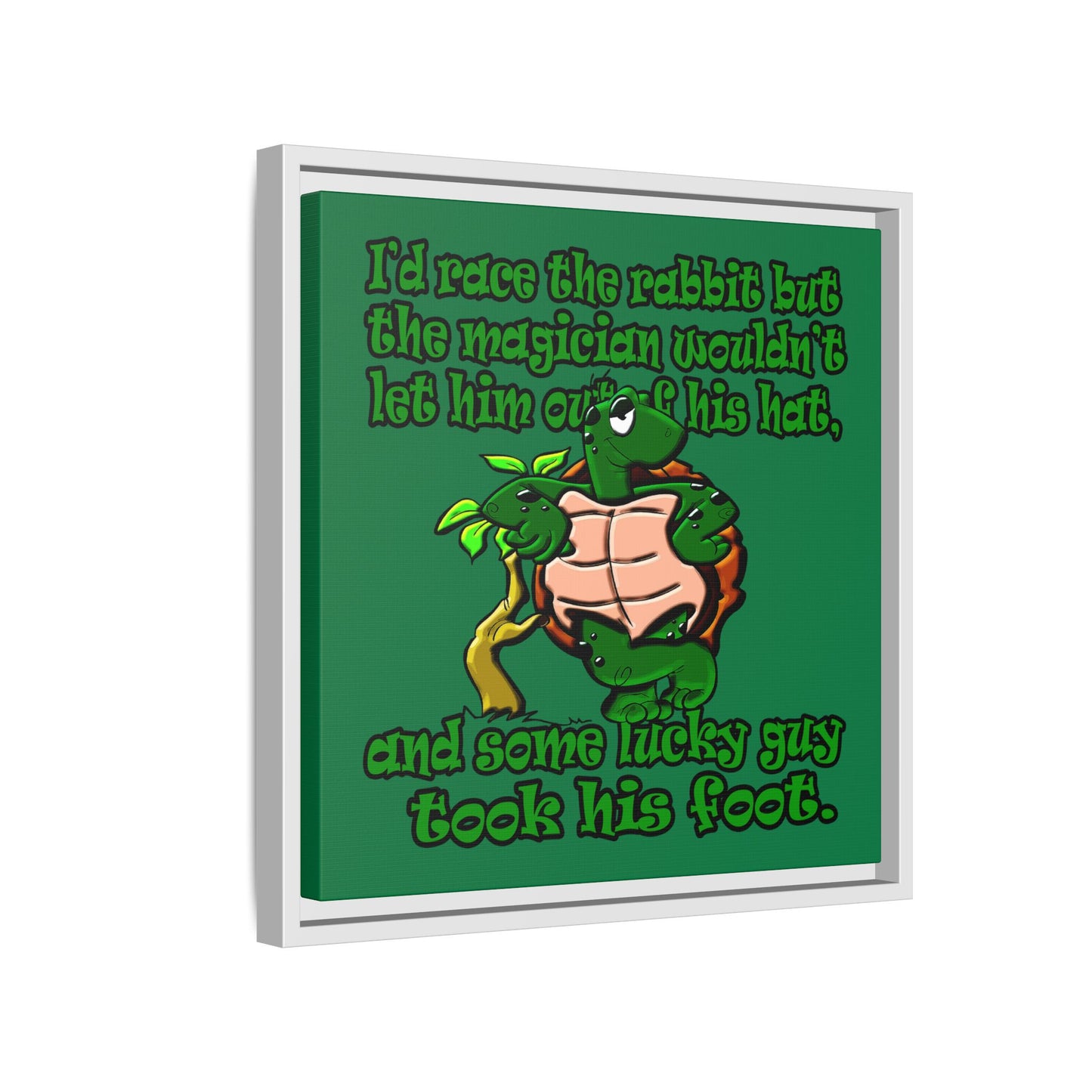 turtle race - framed canvas art (dark green)