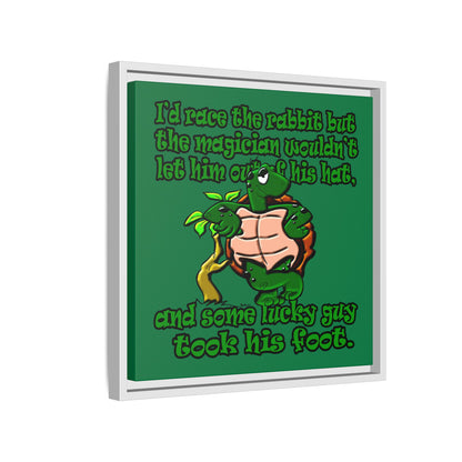 turtle race - framed canvas art (dark green)