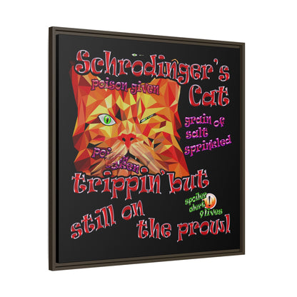 schrodinger's cat - framed canvas art (black)