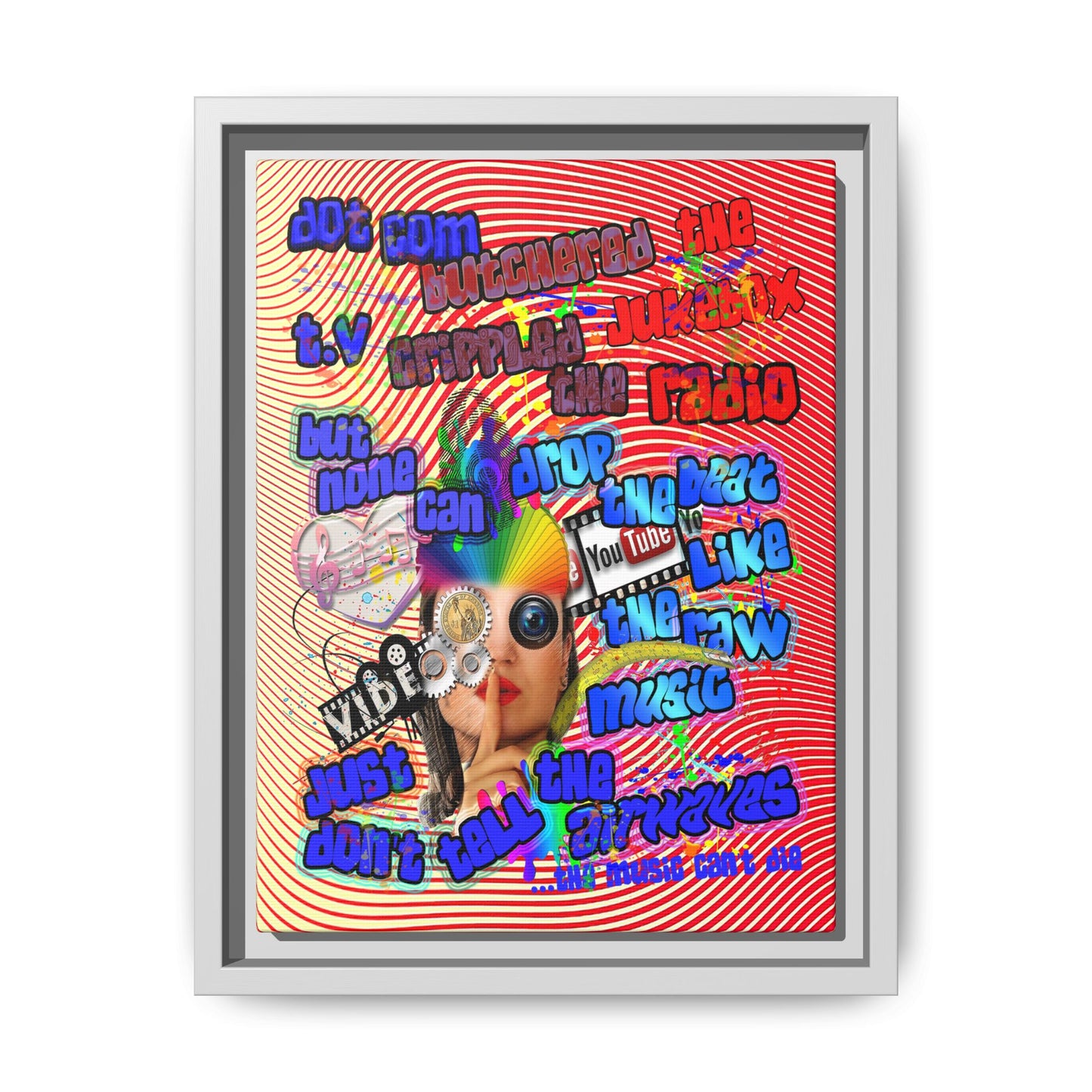 drop the beat - framed canvas art (yellow-orange wave)