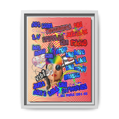 drop the beat - framed canvas art (yellow-orange wave)