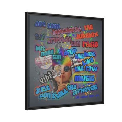 drop the beat - framed canvas art (grey-light grey)