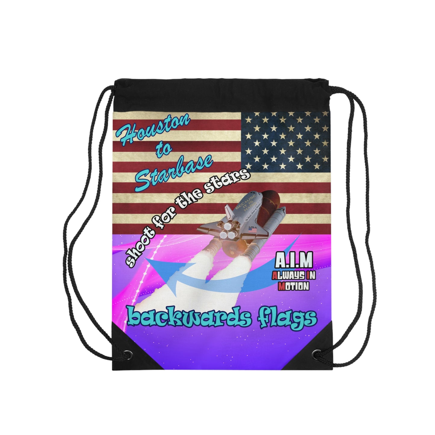 shoot for the stars - Drawstring Bag (purple-pink wave)