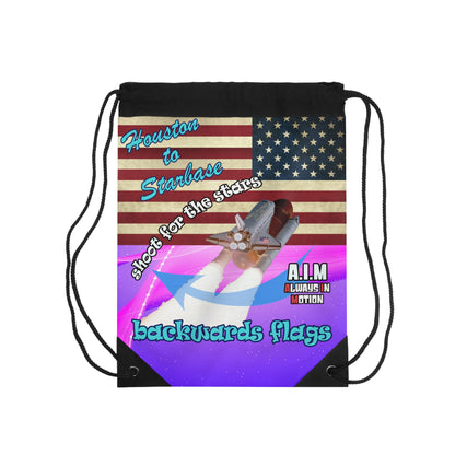 shoot for the stars - Drawstring Bag (purple-pink wave)