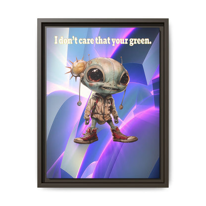 I don't care that your green - framed canvas art (grey-pink wave)