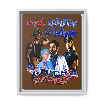 rw&b lives matter - framed canvas art (brown)