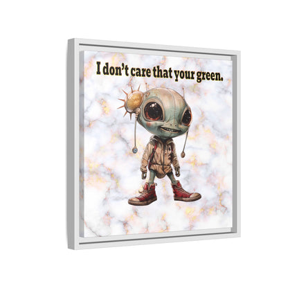 I don't care that your green - framed canvas art (white marble)
