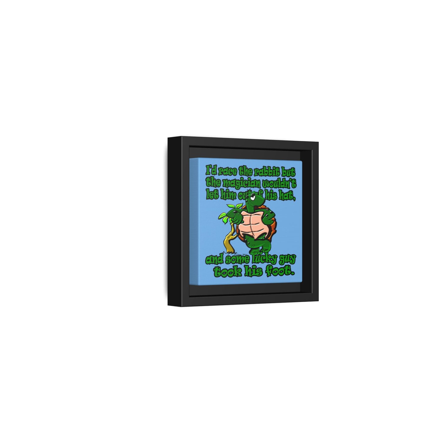 turtle race - framed canvas art (light blue)