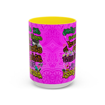 the bum's shit - Accent Mug (pink swirl)
