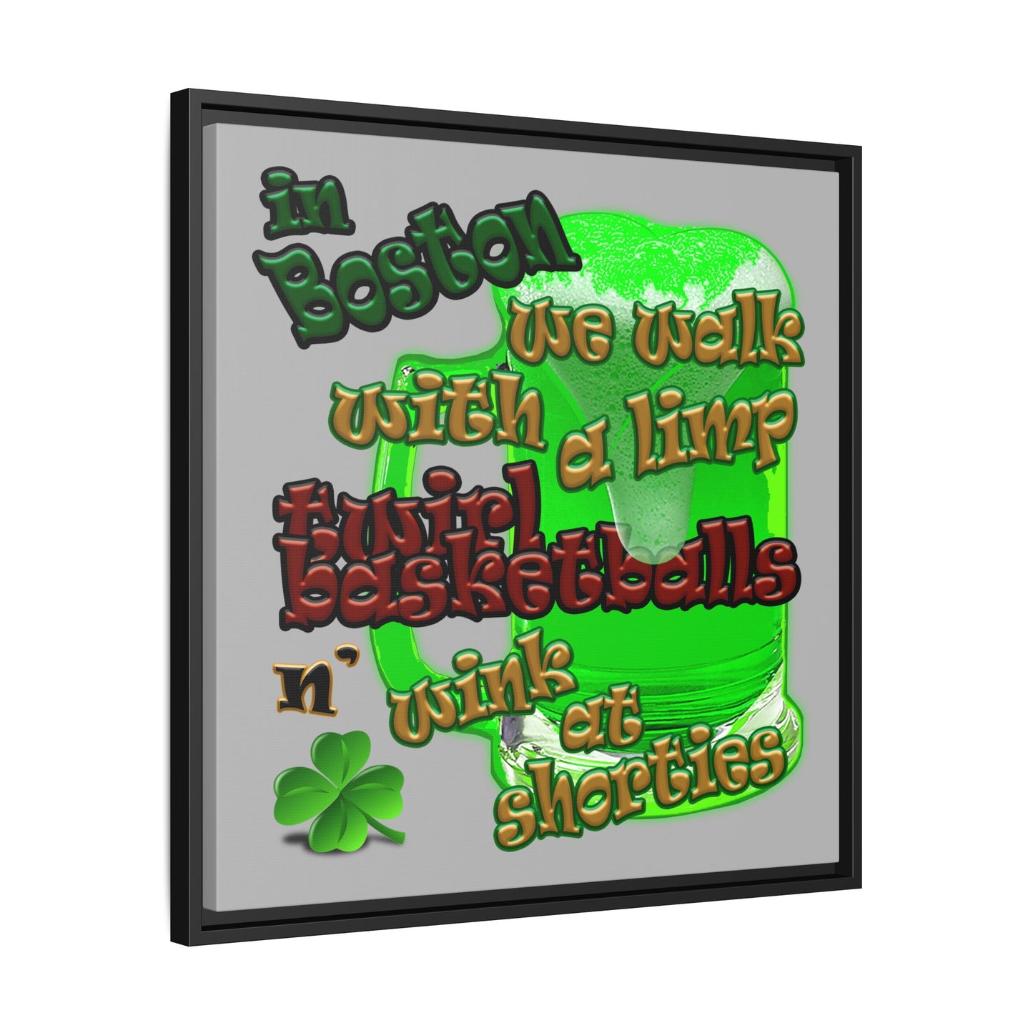 celtics logo - framed canvas art (light grey)