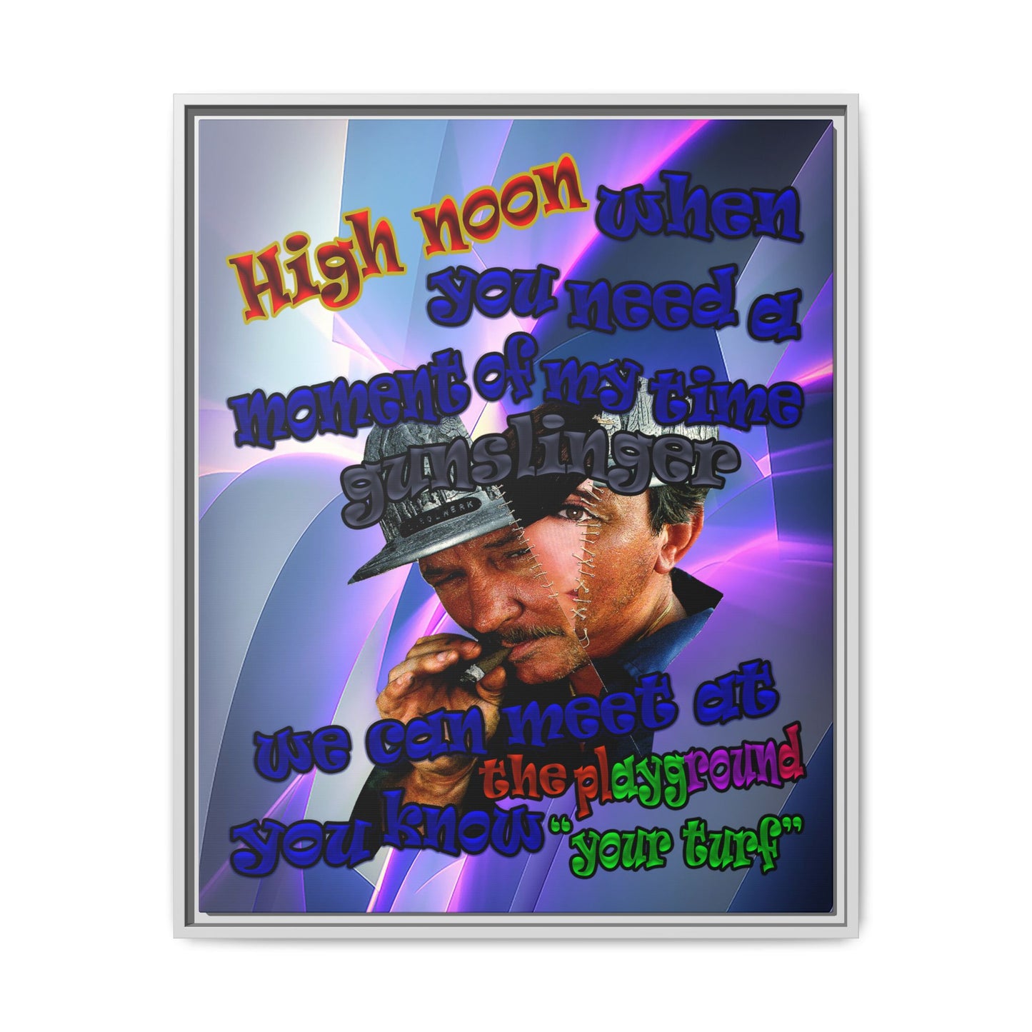 high noon - framed canvas art (grey-pink wave)