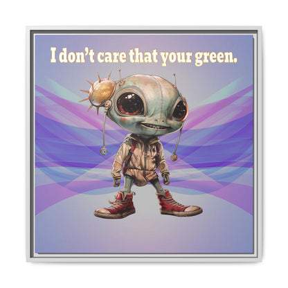 I don't care that your green - framed canvas art (light blue-pink wave)