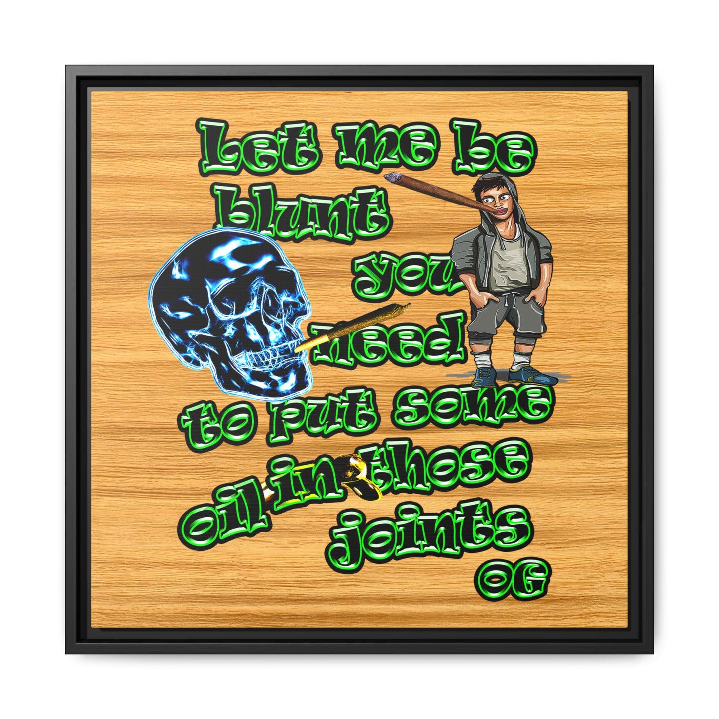 og - framed canvas art (butterscotch wood finish)