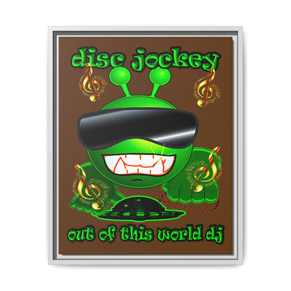disc jockey - framed canvas art (brown)