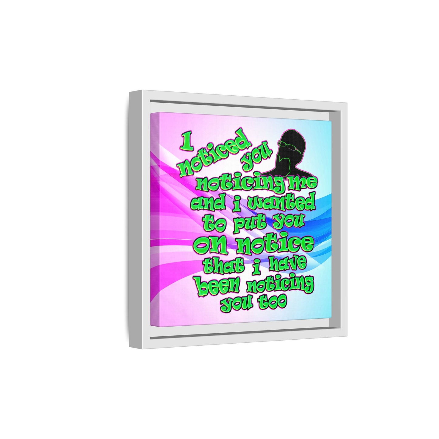 noticed you noticing - framed canvas art (light blue-pink wave)
