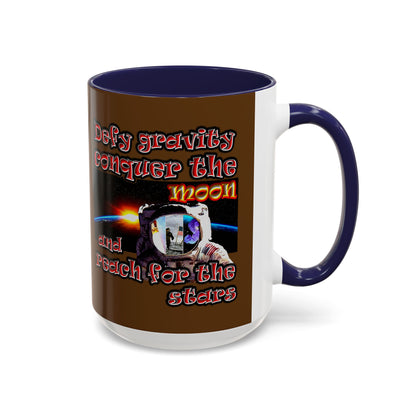 defy conquer reach - Accent Mug (brown)