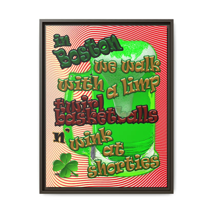 celtics logo - framed canvas art (yellow-orange wave)