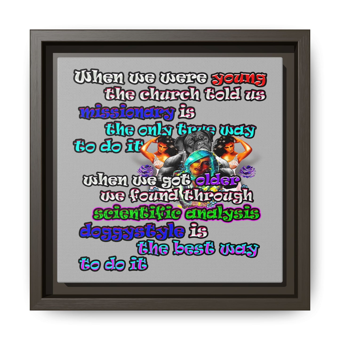 doggystyle - framed canvas art (light grey)