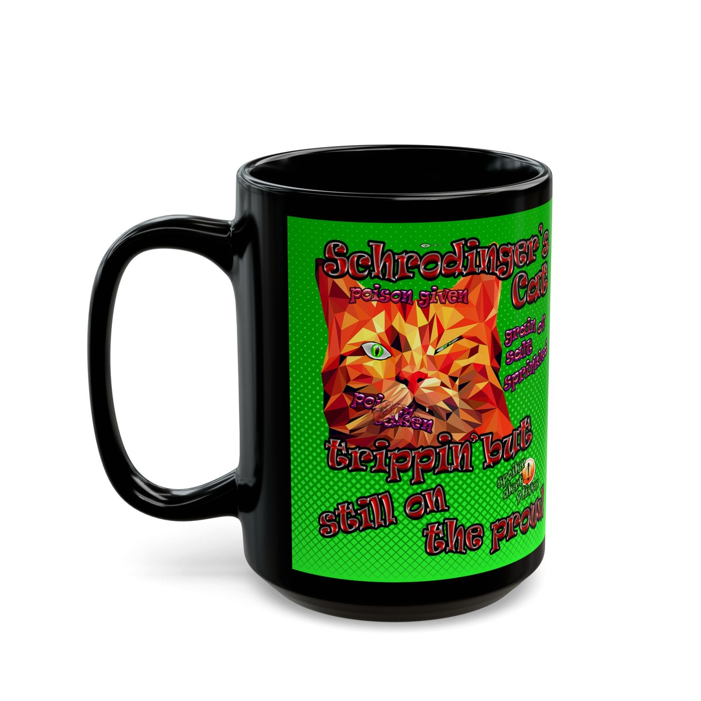 schrodinger's cat - Black Mug (logo green)
