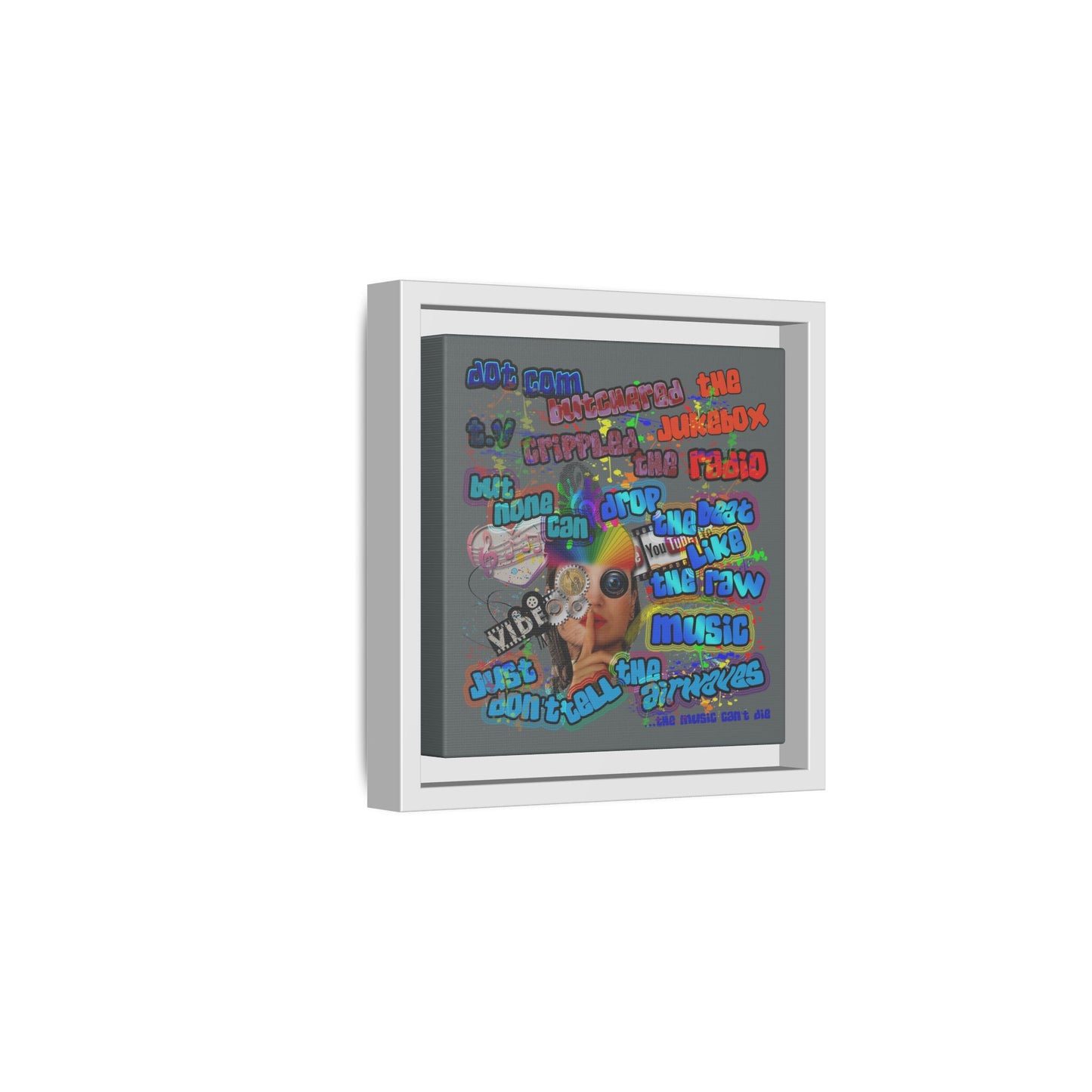 drop the beat - framed canvas art (dark grey)