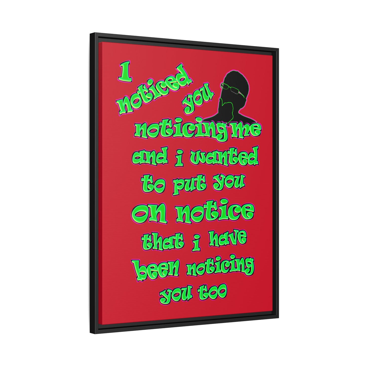 noticed you noticing - framed canvas art (dark red)