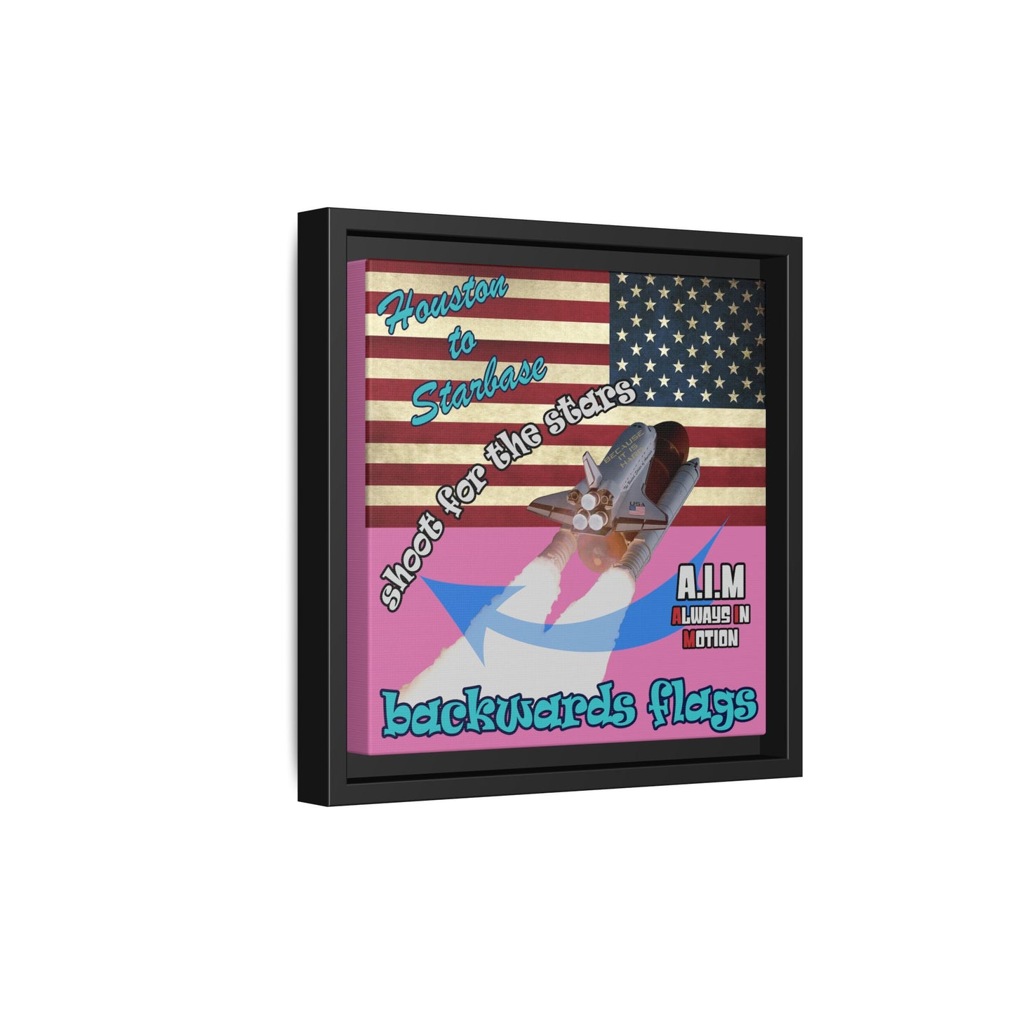 shoot for the stars - framed canvas art (light pink)
