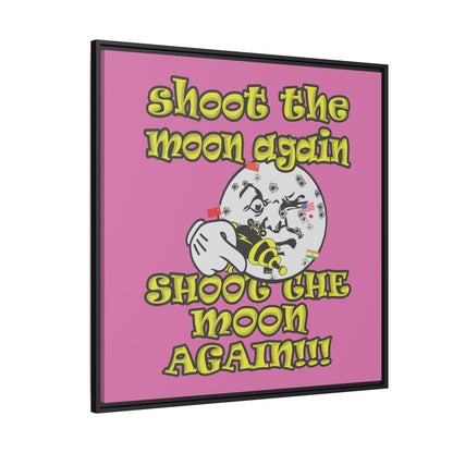 shoot the moon again - framed canvas art (light pink)