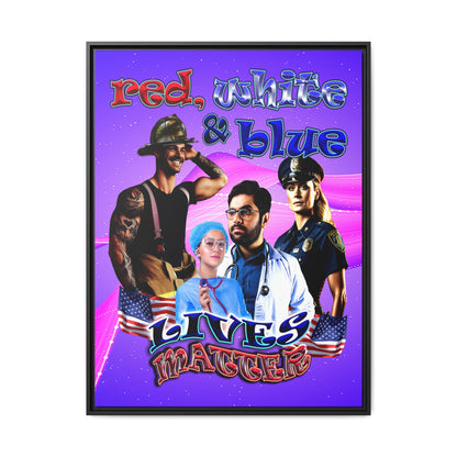 rw&b lives matter - framed canvas art (purple-pink wave)