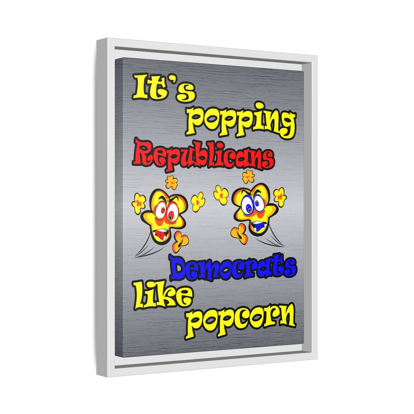 popping like popcorn - framed canvas art (brushed nickel)