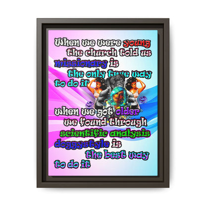 doggystyle - framed canvas art (light blue-pink wave)