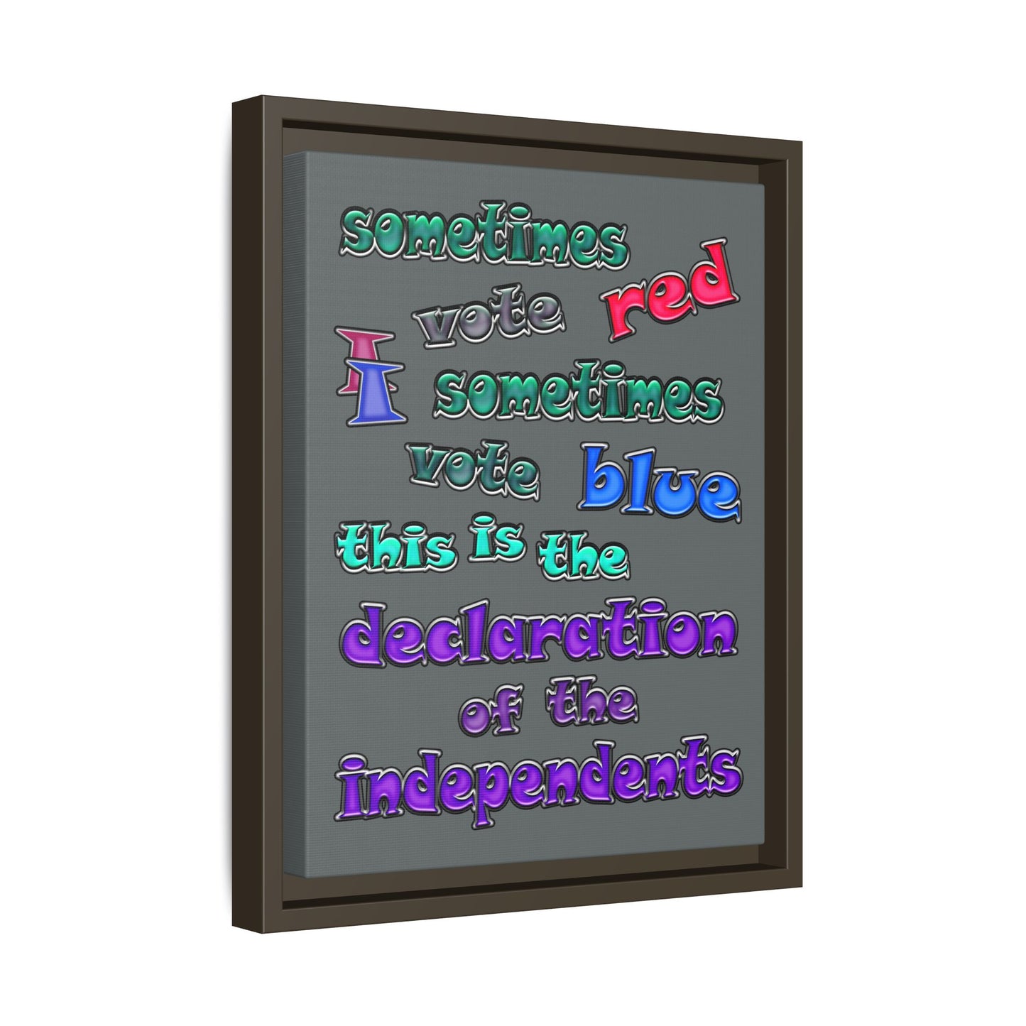 declaration of the independents - framed canvas art (dark grey)