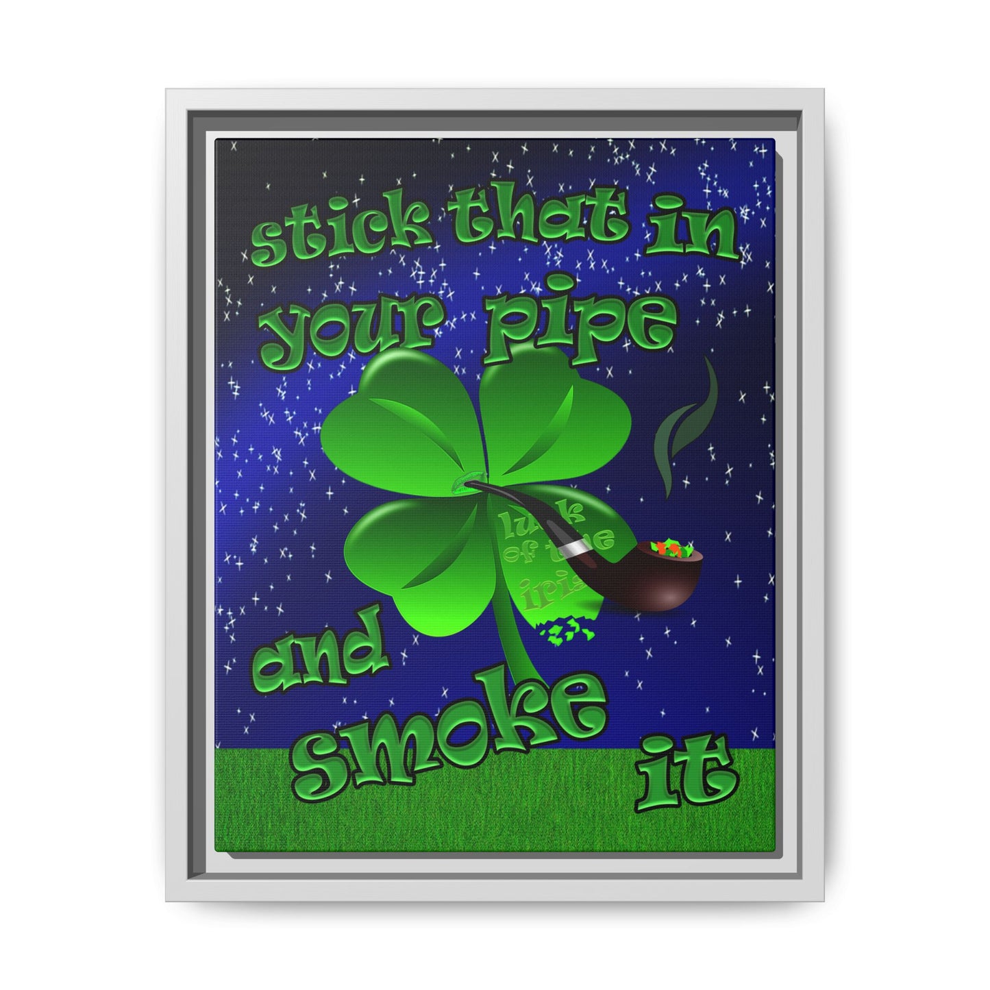 stick that in your pipe and smoke it - framed canvas art ('snoops' background)
