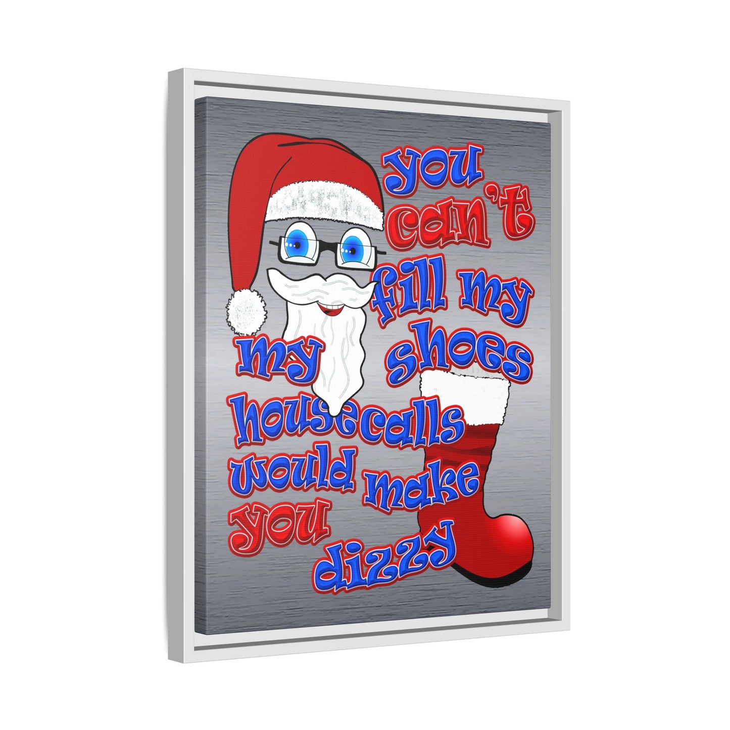 santa's shoes - framed canvas art (brushed nickel)