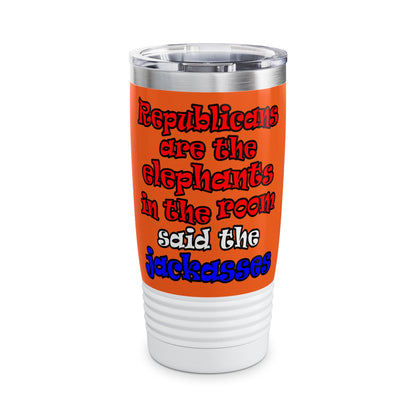 donkeys and elephants - Ringneck Tumbler, 20oz (orange)