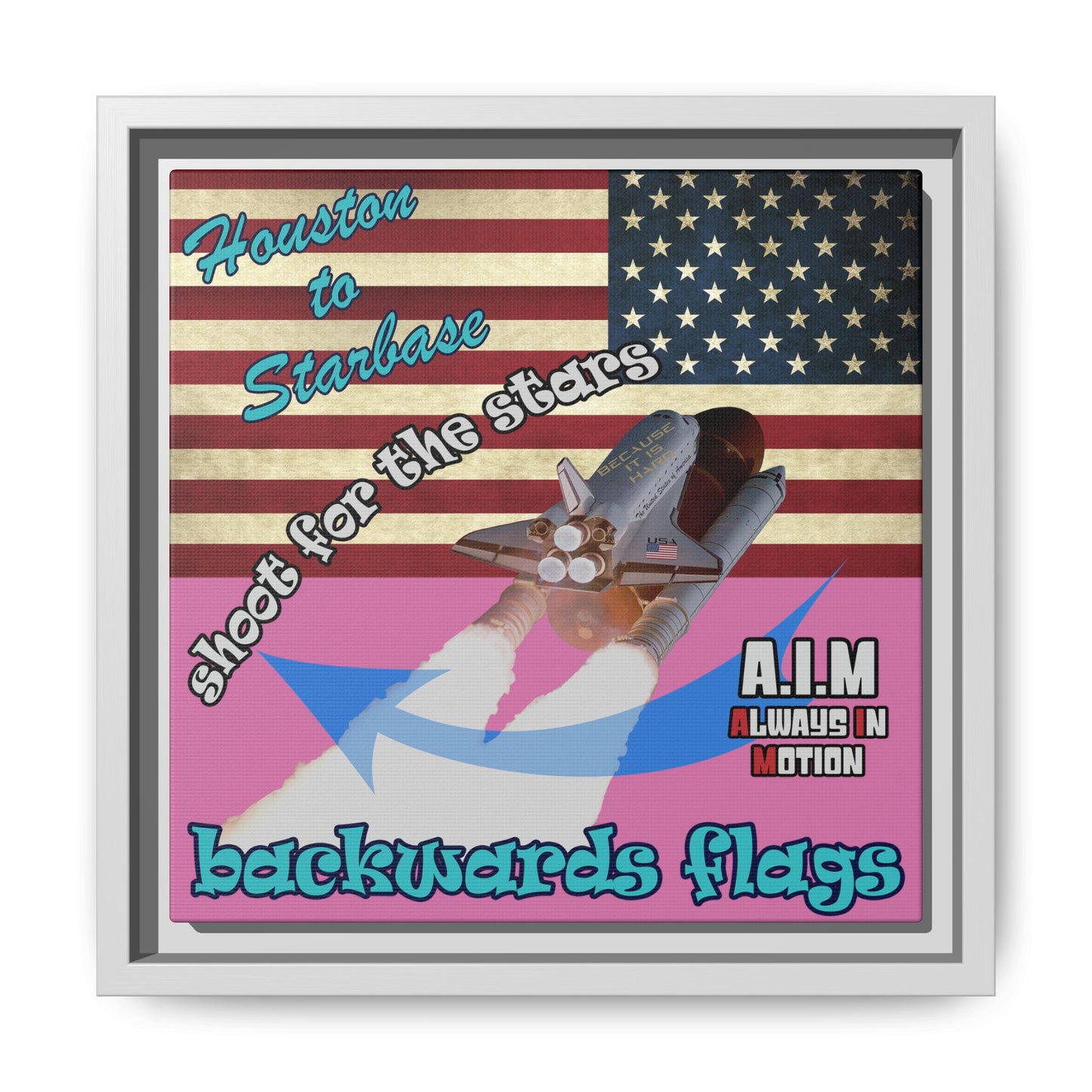 shoot for the stars - framed canvas art (light pink)