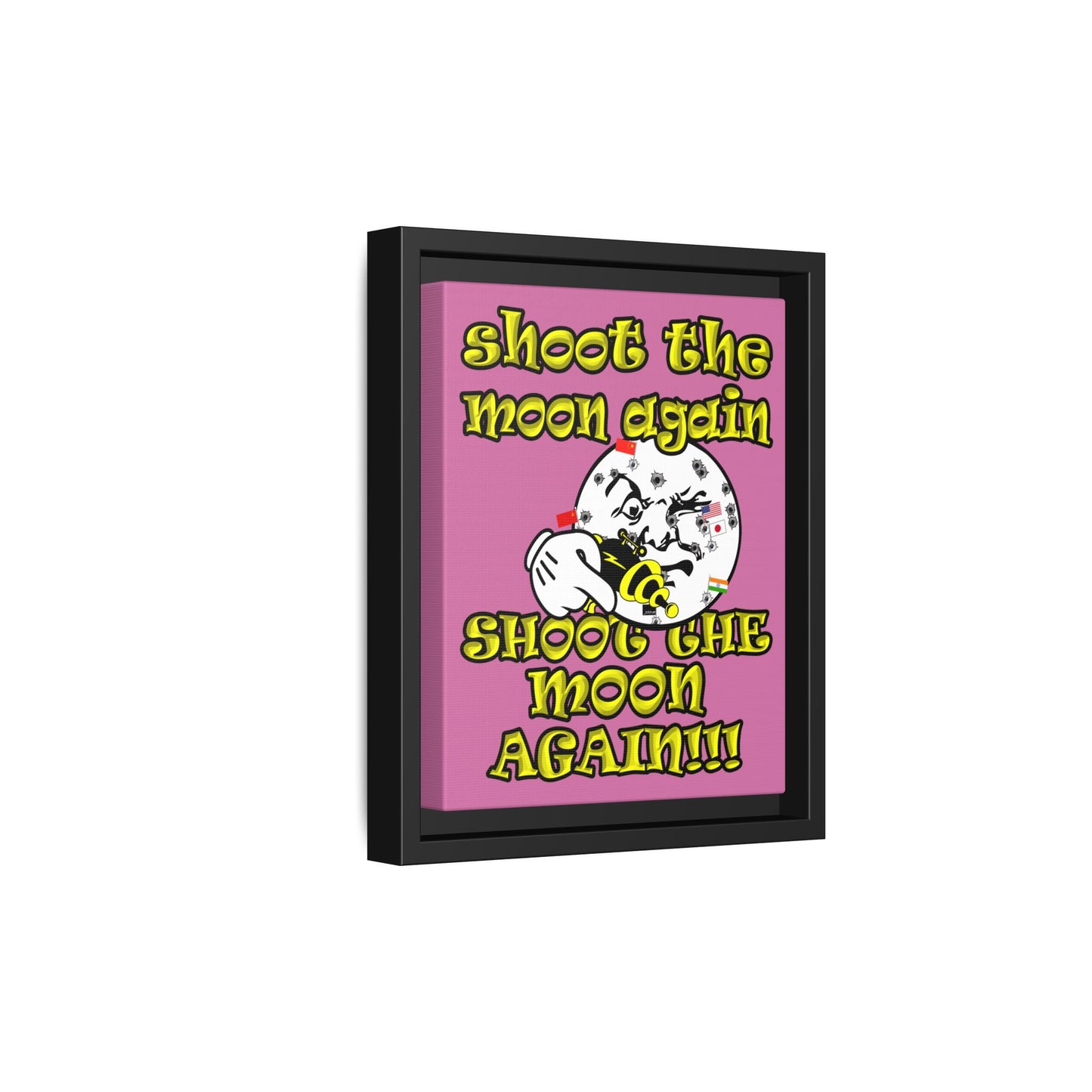 shoot the moon again - framed canvas art (light pink)