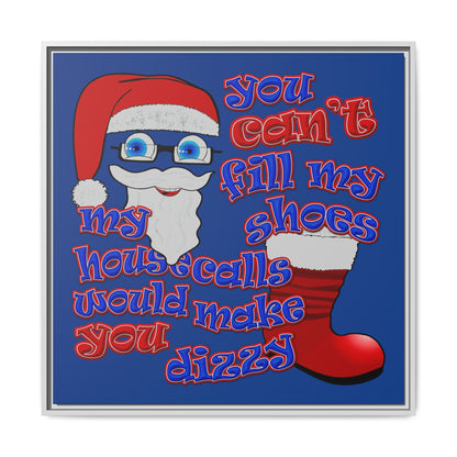 santa's shoes - framed canvas art (dark blue)