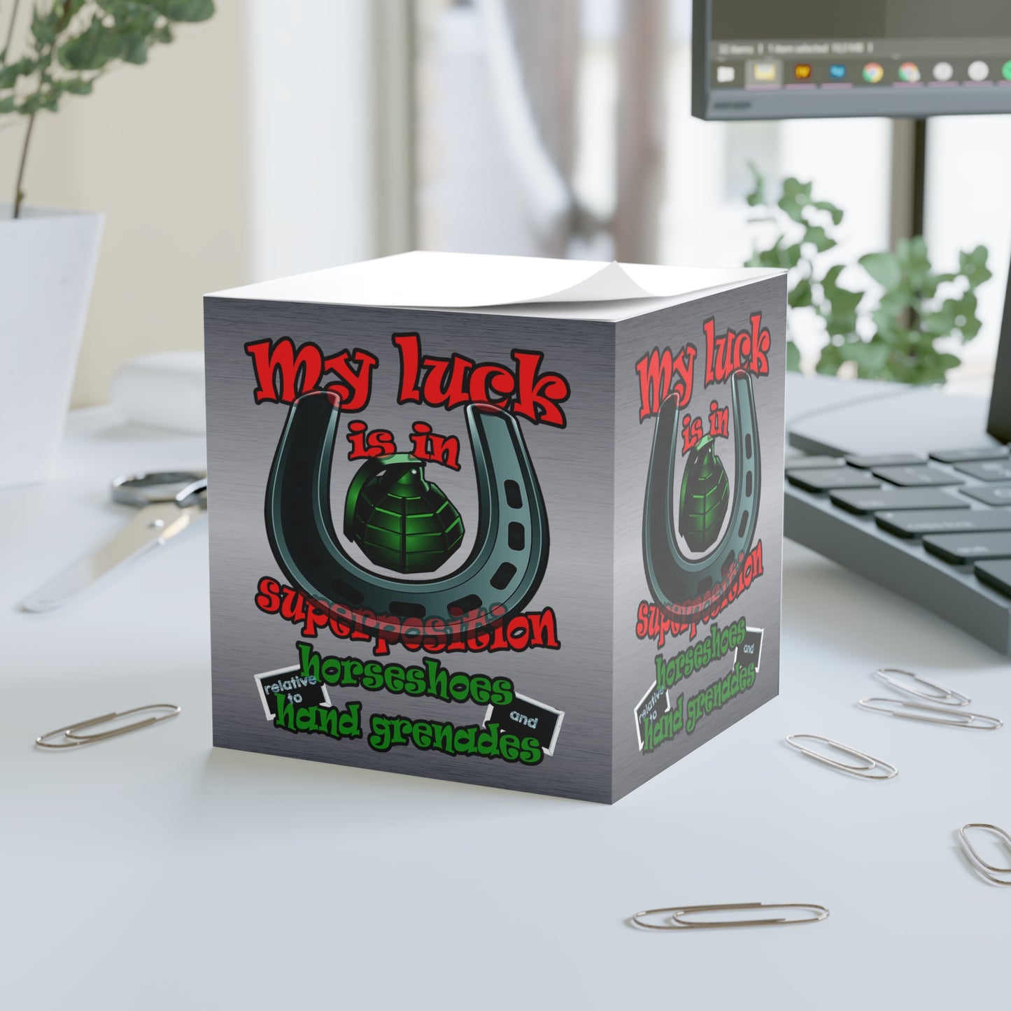 my luck - note cube (brushed nickel)