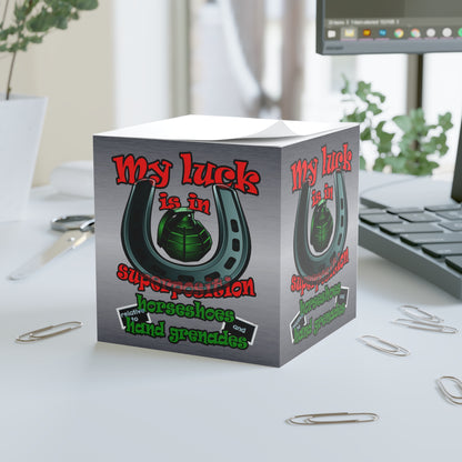 my luck - note cube (brushed nickel)