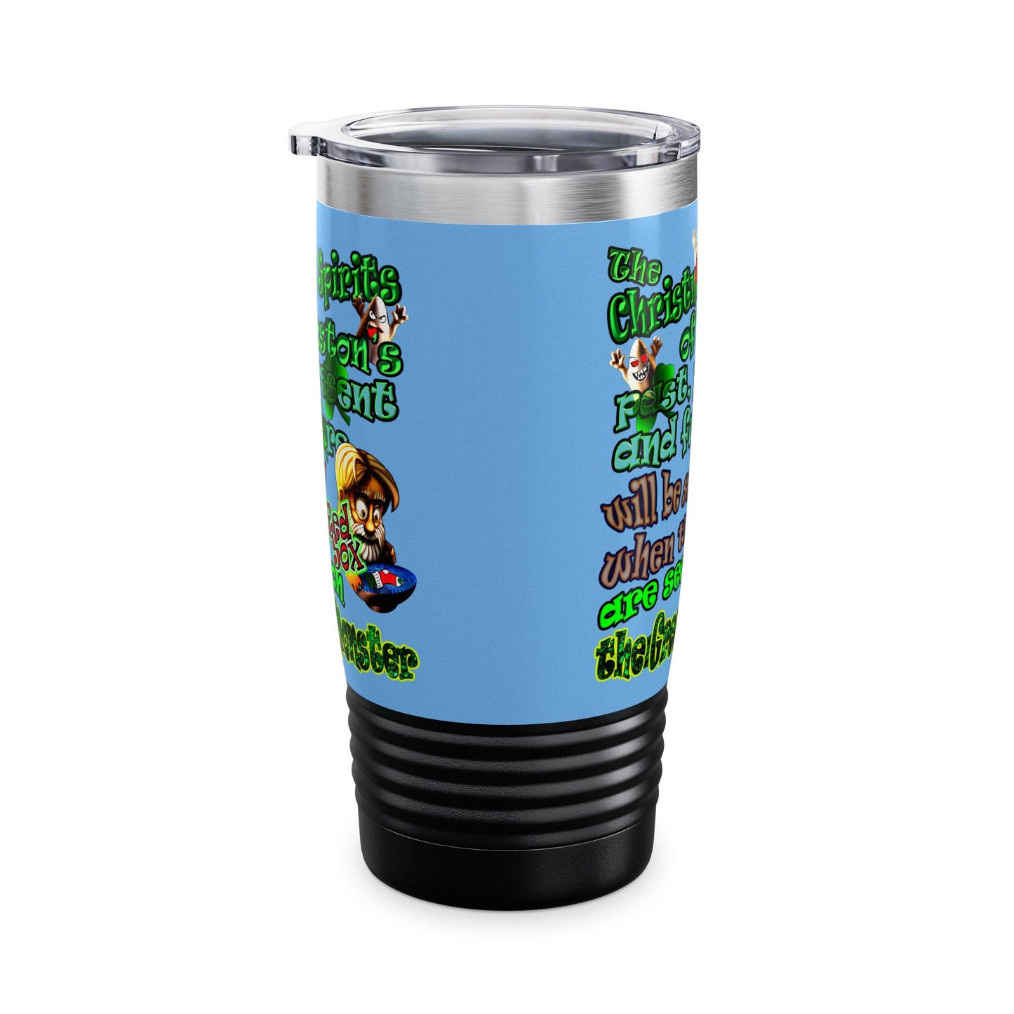 christmas spirits of boston - Ringneck Tumbler, 20oz (light blue)