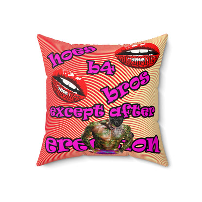 hoes b4 bros - Faux Suede Square Pillow - (yellow-orange wave)