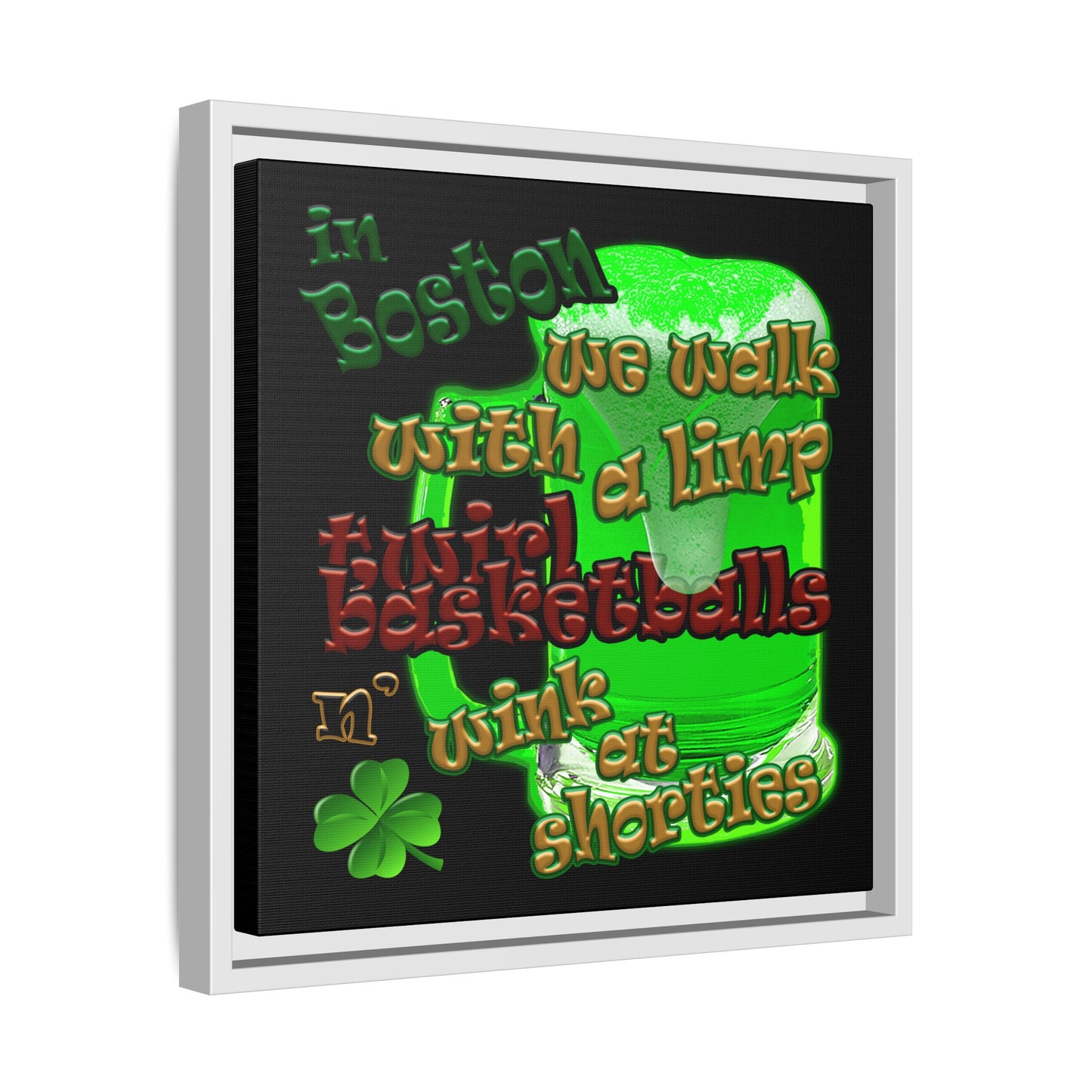 celtics logo - framed canvas art (black)