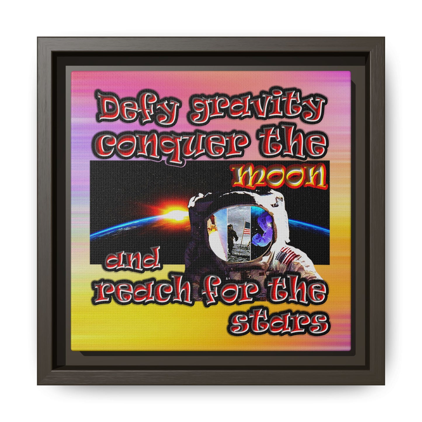 defy conquer reach - framed canvas art (color blur)