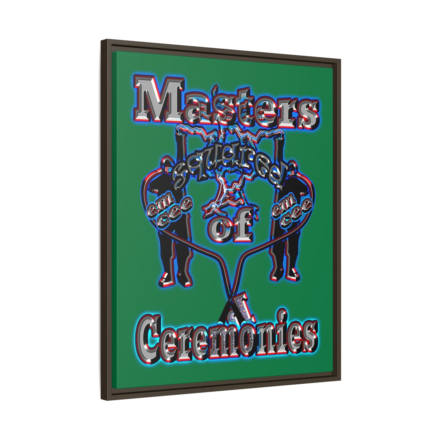 em cee squared - framed canvas art (dark green)