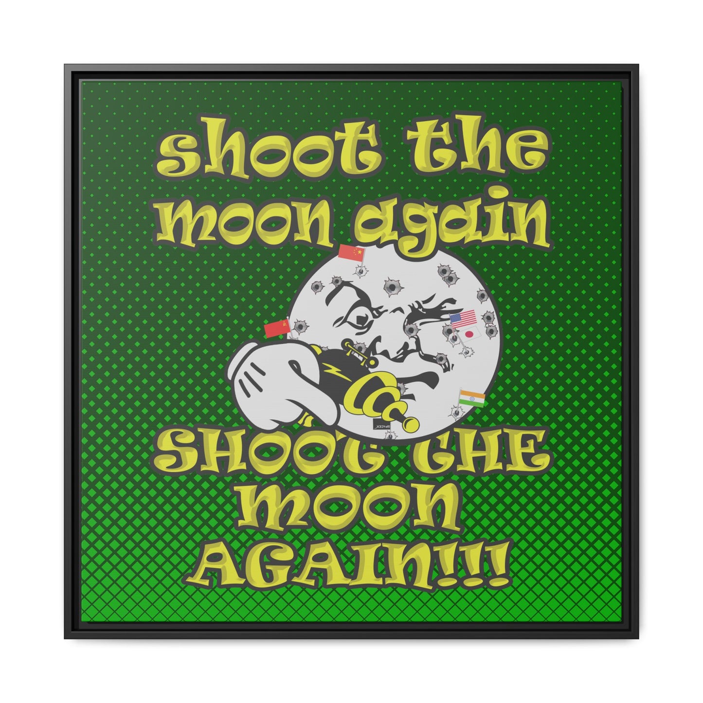 shoot the moon again - framed canvas art (logo green)