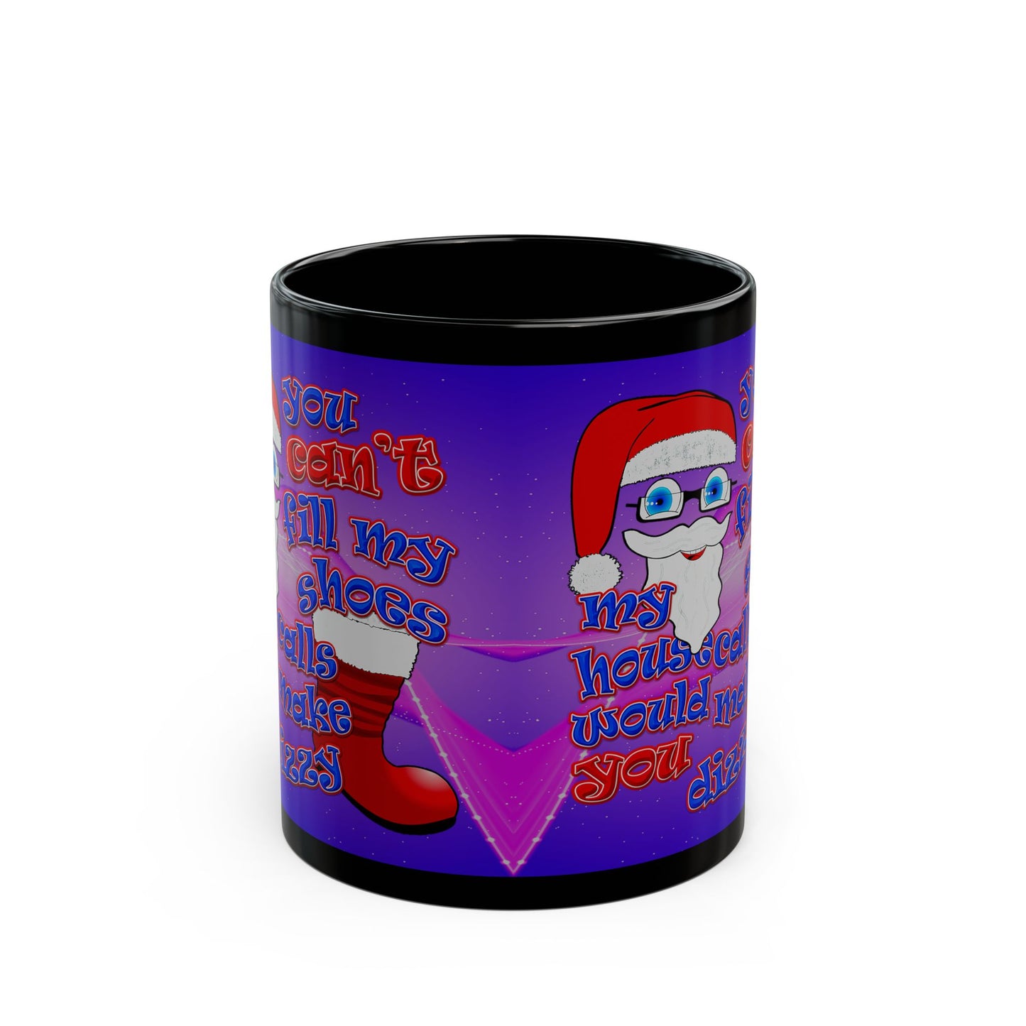 santa's shoes - Black Mug (purple-pink wave)