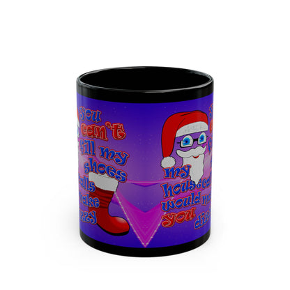 santa's shoes - Black Mug (purple-pink wave)