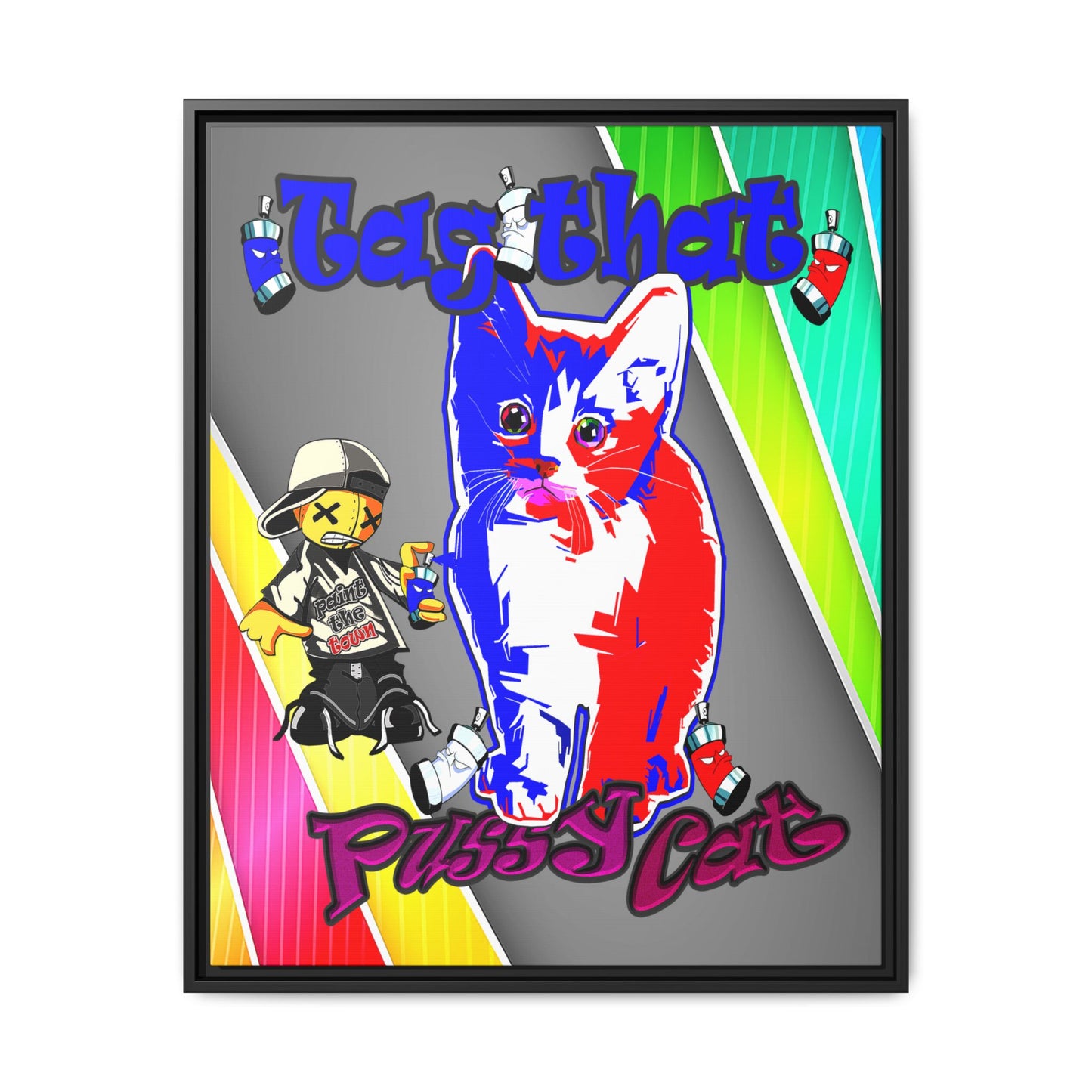 tag that - framed canvas art (rainbow split)