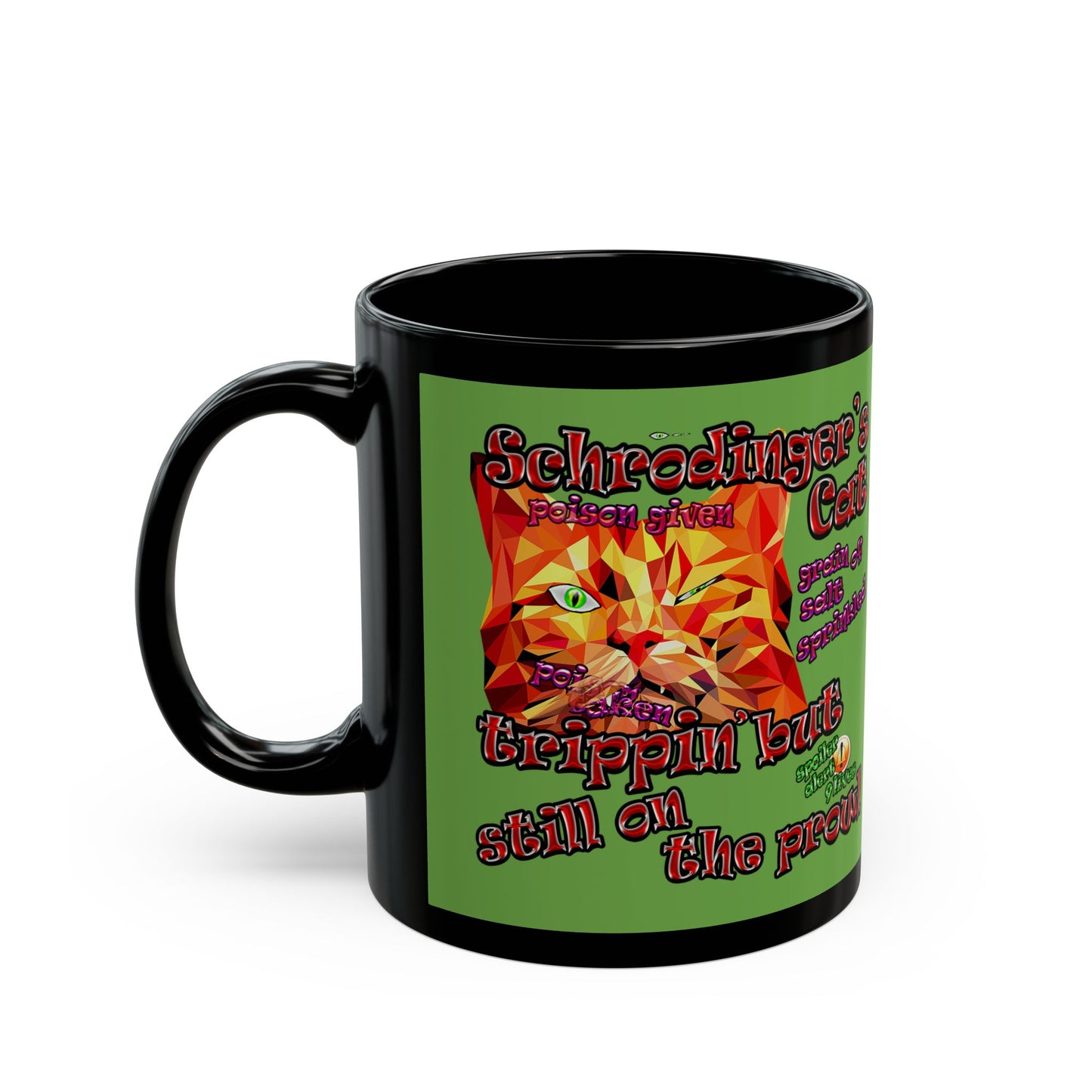 schrodinger's cat - Black Mug (green)