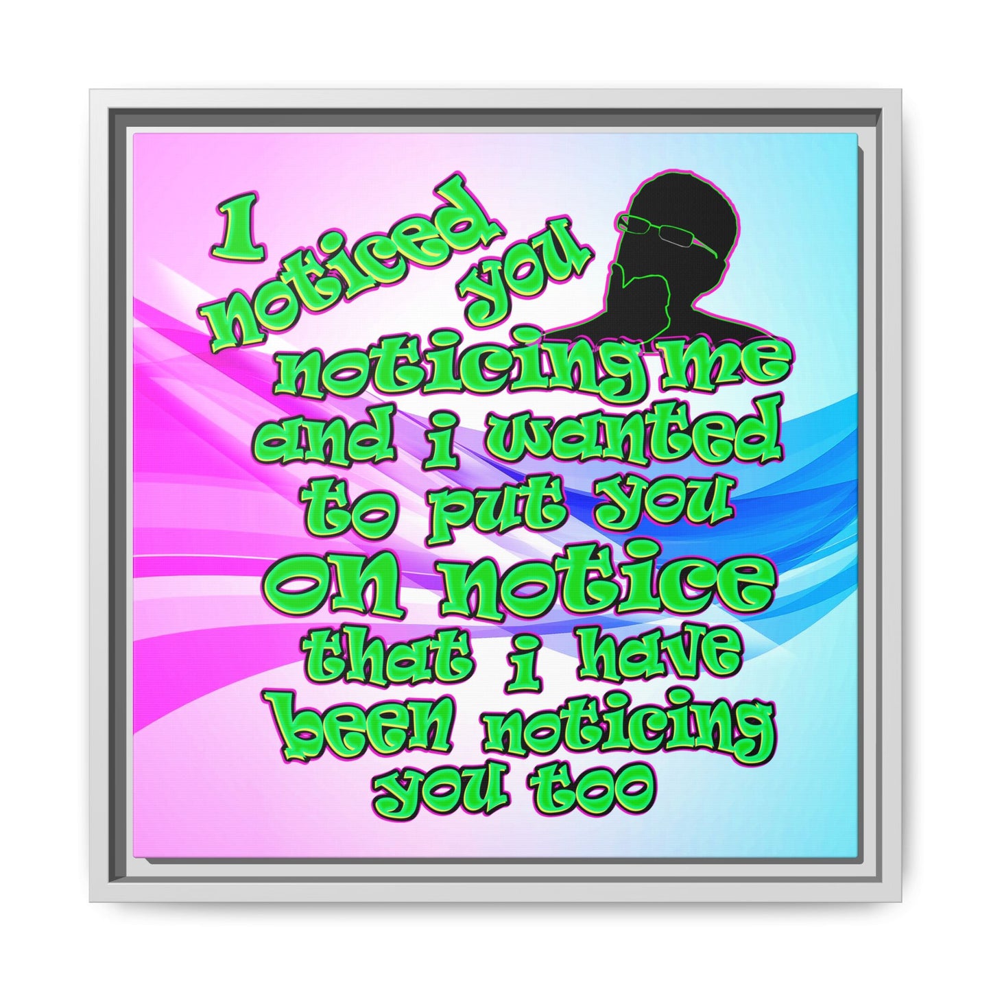 noticed you noticing - framed canvas art (light blue-pink wave)